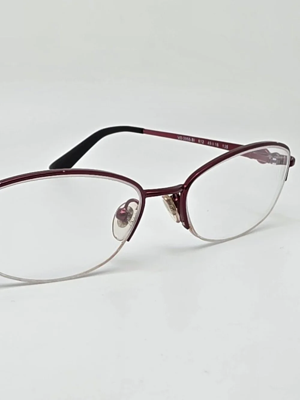 Vogue VO3955-BI Plum Purple Rhinestone Semi Rimless Cat Eye Eyeglasses Frame
